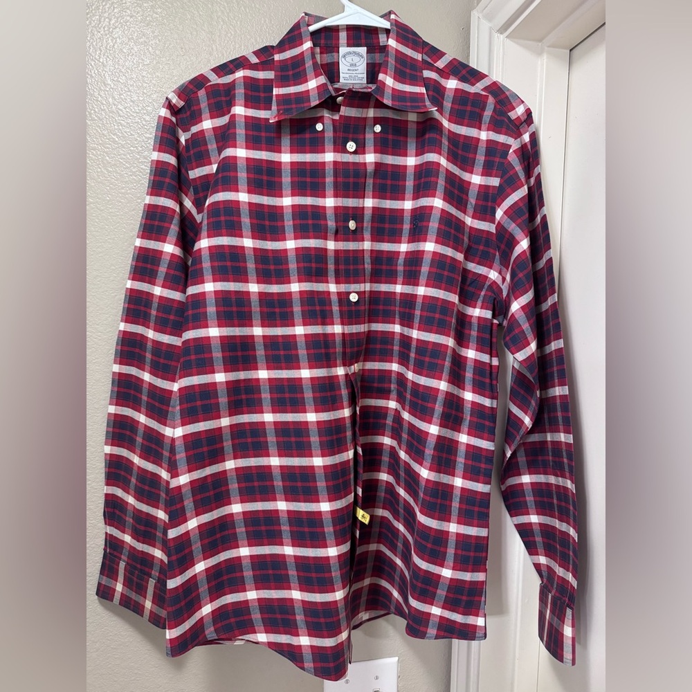 Brooks Brothers Red and Navy Plaid Shirt